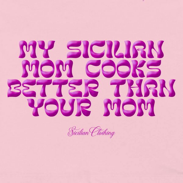 Kids' T-shirt "My Sicilian Mom Cooks Better Than Your Mom" by Minchia Sicilian Clothing: Sicilian style and humor for little explorers.